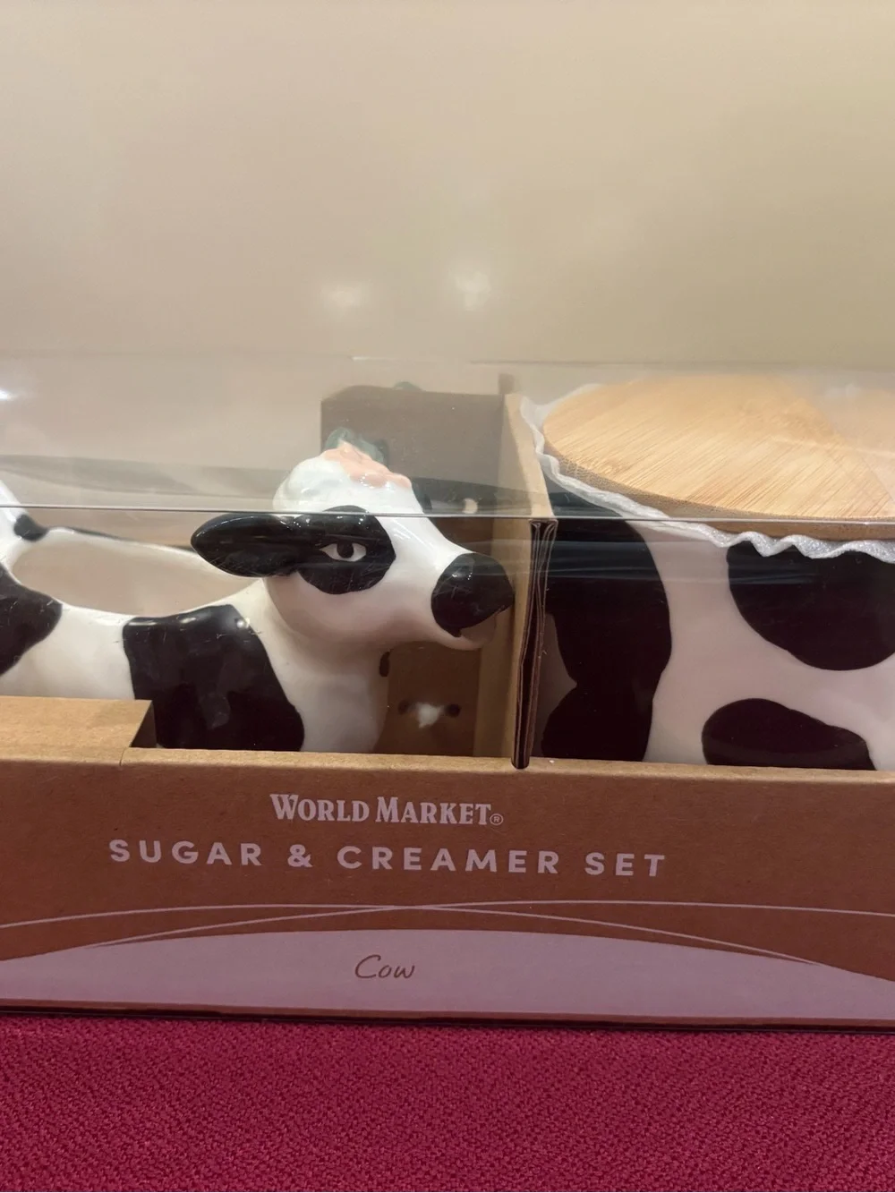 Cost Plus World Market Cow Creamer and Sugar Set- Comes w/Sugar Spoon. NIB.